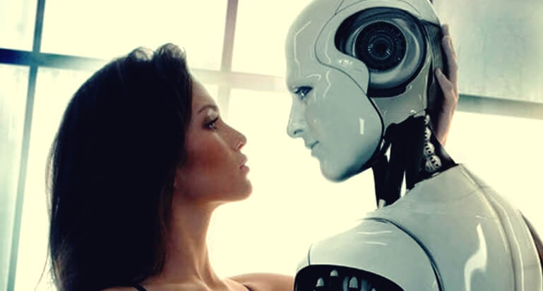 Osoba a robot nových milovníkov budúcnosti